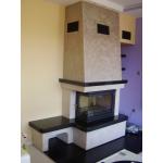 Ъглова камина Комфорт 15 kW със странично стъкло
