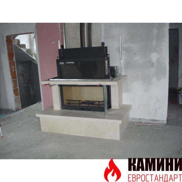 Монтаж на Г-образна камина 25 kW със странично стъкло