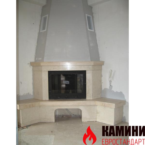 Класическа ъглова камина Класик 700 с пейки