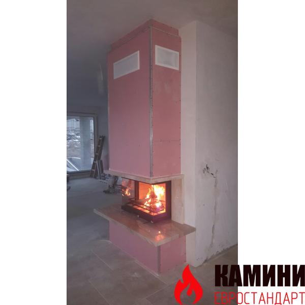 Вградена камина с три стъкла модел Панорама