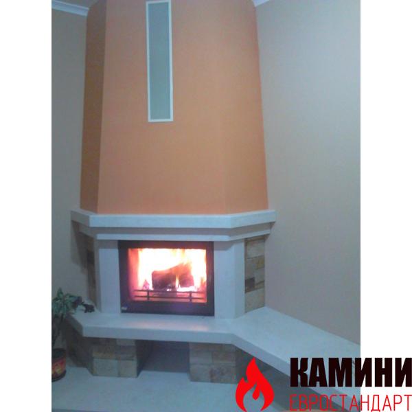 Ъглова битова камина Класик 700 с пейка