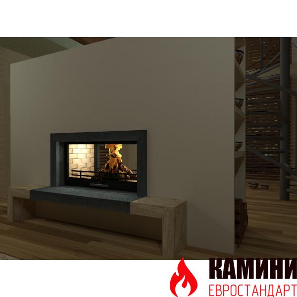 Проект на интериорна камина с две лица